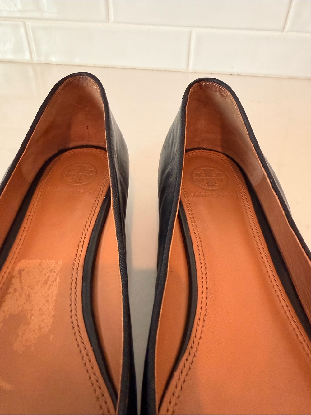 TORY BURCH BROOKE BOW 25MM BALLET IN PERFECT BLACK HEELS SIZE 7M - Picture 8 of 11